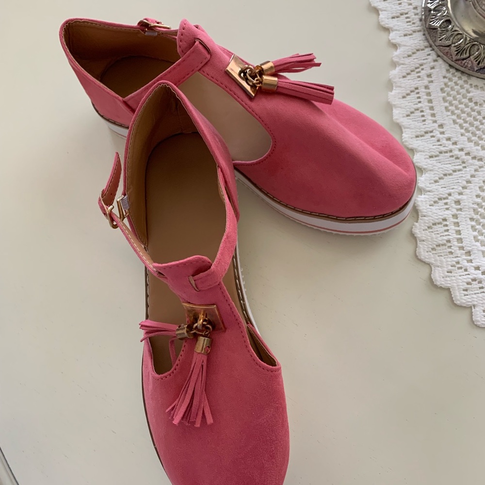 NWOT - SUEDE TASSLE MARY JANE WEDGE